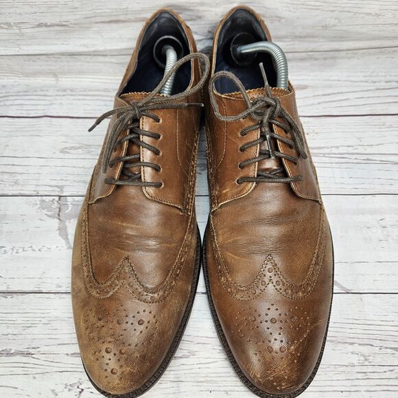 Cole Haan Men\'s Harrison Oxford Size 10.5 M Tan Brown Leather Wingtip Dress Shoe main image 8